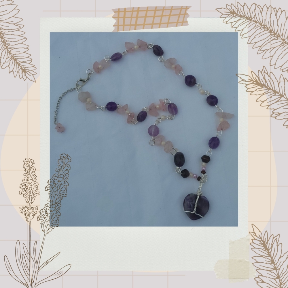 Amethyst and Rose Quartz Necklace, x3 Host Pic